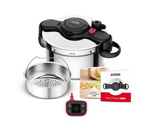 SEB Clipso Now+ Olla de cocción 7,5 L, Resultados de cocción, Ahorro de Tiempo, Apertura fácil, Temporizador Inteligente, Fabricado en Francia, Asas Plegables P4904850