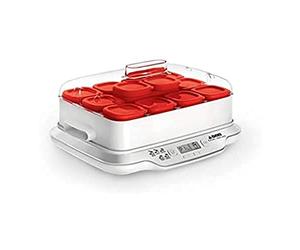 Seb Family Multidélices - Yogurtera con 12 vasos, color blanco y metálico 12 botes - rojo blanco y rojo