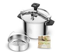 SEB Olla de cocina 9L, 7 a 10 personas, inducción, cocción más rápida sana, fabricación francesa, garantía 10 años, diseño ecológico, sistema de seguridad, libro recetas, auténtico Eco-Design P0534900