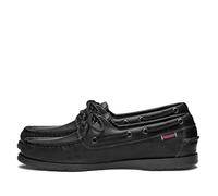 Sebago Endeavor - Zapatos náuticos impermeables, mocasines de cuero para hombre con forro de cuero, cordones de 360 grados y suelas antideslizantes que no dejan marcas, Total Black, 42 EU