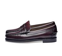 Sebago Mocasines clásicos de piel Dan para mujer, mocasines cosidos a mano con suela de cuero y diseño atemporal, Marrón Borgoña/Marrón Chocolate, 7