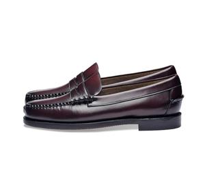 Sebago Mocasines clásicos de piel Dan para mujer, mocasines cosidos a mano con suela de cuero y diseño atemporal, Marrón Borgoña/Marrón Chocolate, 7