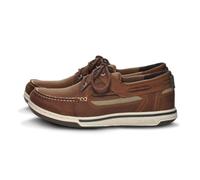 Sebago Triton - Zapatos náuticos FGL de tres ojales - Cuero cosido a mano, nobuck, gamuza con acabado encerado, plantilla de EVA extraíble, forro de malla transpirable, canela marrón - 9 regular