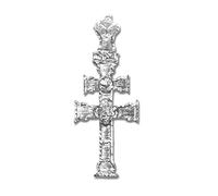 Sebaoth Cruz de Caravaca Plata de Ley Bendecida - Colgante Relieve - Fabricada y enviada desde Caravaca- Tamaño a elegir (3.8 cm)