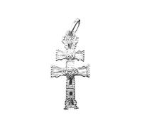 Sebaoth Cruz de Caravaca Plata de Ley Bendecida - Colgante Relieve - Fabricada y enviada desde Caravaca- Tamaño a elegir (2.8 cm)
