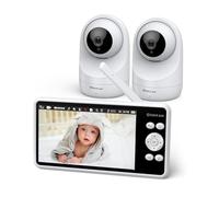 Sebikam Vigilabebés con 2 Cámaras y Pantalla 5" Monitor de Bebé Pantalla Dividida HD 720P Batería 4000mAh, PTZ 355°, Conexión Segura FHSS Sin WiFi, Visión Nocturna, Audio de Dos Vías, Modo VOX