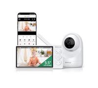 Sebikam Vigilabebés con Cámara 5,5" 2K 3MP HD, FHSS sin WiFi y WiFi con App, Batería 4000mAh, Rotación 355°, Visión Nocturna, Audio Bidireccional, VOX, Temperatura