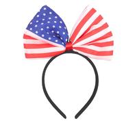SeBneny Diadema del 4 de julio para mujer, diadema con lazo de estrella y bandera de Estados Unidos, aro azul, blanco y rojo, accesorio para el cabello de la independencia, suministros para el cabello