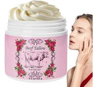 Sebo de Res Batido para la Piel, Loción Hidratante con Aroma a Rosa, Crema Facial Batida Orgánica de Animales Alimentados con Pasto, Hidratante Facial de Sebo de Res de Nutrición Profunda, Para Todo T