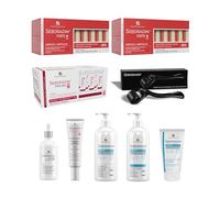SEBORADIN Maria Red Set - Dermaroller - Ampollas Forte - Sérum Fitocell - Sérum de Noche - Peeling Enzimático - Champú - Bálsamo Hidratante - Crema Capilar