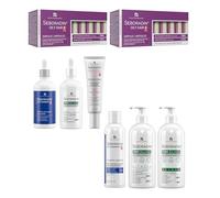 SEBORADIN Maria Set Blue - 2x Ampollas Oily Hair - Sérum y Champú Anticaspa - Pure Balance Acondicionador Champú y Sérum - Peeling para el Cuero Cabelludo