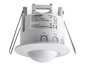 SEBSON® 2X Detector de Movimiento para Interiores, Montaje Empotrado en Techo, LED Adecuado, programable, HF Sensor, Alcance 2-16m / 360°, Luces 1200W / 300W
