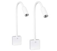 SEBSON® 2x Lampara Enchufe Pared LED Blanco, Luz Lectura Regulable, Luz Nocturna Flexible, 4W blanca neutra 4000K, Aplique Pared - Lampara de Noche