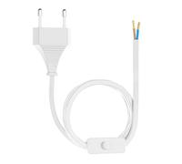 SEBSON Cable de Alimentación 2 Polos 1m, Extremos Abiertos, Interruptor | Cordón de Conexión con Enchufe Tipo C - Cable Eléctrico 230V Lámpara de Espejo