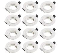 SEBSON Foco Empotrable de Techo con Casquillo GU10 - Downlight Aluminio Ø80mm, Marco para Focos LED o Halógeno 230V, Diámetro Orificio 65mm - Set de 12
