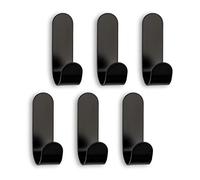 SEBSON® Ganchos Adhesivos para Baño o Cocina, 6 Piezas Gancho Pared Sin Taladro, Toalleros de Baño Acero Inoxidable 60x18x33mm Negro