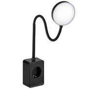 SEBSON Lámpara Enchufe Pared LED Regulable, Lampara de Lectura con Conector USB-C - Cuello de Cisne Flexible, Blanco Neutro 4000K, 4,5W, 420lm - Luz Nocturna Negro