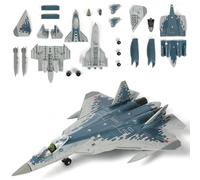 SEBUNAS Escala 1/72 SU-57 Avión Militar Juguete Modelo de Construcción Rápida Kits Ruso Quinta Generación Stealth Fighter Fighter Fighter Building Model Kit (31 piezas)