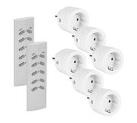 SEC 24 enchufes radiocontrolados con mando a distancia, enchufe radiocontrolado de 3680 vatios, enchufe conmutable programable, 6 enchufes con 2 mandos a distancia, blanco