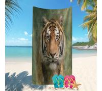 Secado rápido Toalla de Playa Adultas y niños 70x140 cm Primer Plano Un Animal, Un Tigre. Ligera y Absorbente,Suave y Duradera Prevención de Arena Toallas de Playa Verde Microfibra Toallas de Piscina