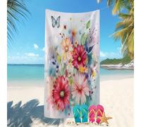 Secado rápido Toalla de Playa Adultas y niños 80x160 cm Estampado Floral RomáNtico Ligera y Absorbente,Suave y Duradera Prevención de Arena Toallas de Playa Rojo Microfibra Toallas de Piscina