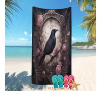 Secado rápido Toalla de Playa Adultas y niños 90x180 cm Flor De Cuervo MíStica Ligera y Absorbente,Suave y Duradera Prevención de Arena Toallas de Playa Rosa Microfibra Toallas de Piscina