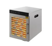 Secador de alimentos, 10 plantas, acero inoxidable, secador de frutas, 800 W, 30-90 °C, deshidratador con temporizador, LED, secador de alimentos, 36 litros, para carne, fruta, flores