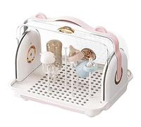 Secador de biberones, organizador portátil de secado de biberones, estante de almacenamiento de biberones con tapa, esterilizador y secadora con asa de fácil transporte, tabla de drenaje y tapa a