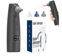 Secador de oídos recargable portátil, modos de aire cálido/natural, fácil operación con un botón, tiempo de funcionamiento de 40 minutos con carga rápida de 1 hora, ligero para viajes y hogar (gris)