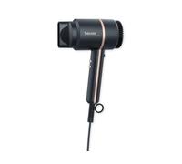 Beurer HC 35 Secador de pelo, secador compacto con función iónica para un cabello brillante y suave, boquilla de peinado incluida, 1600-2000 W, Color Negro/Rosado, 1 Unidad