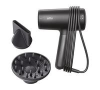 Secador de pelo Braun HD4.2 - Secador de alto rendimiento con difusor y boquilla de secado, Super IONTEC, motor HTDC de 2100 W, 3 temperaturas y 3 de velocidades, acabado negro metalizado- BRHD425E