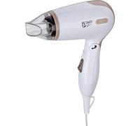 JATA SC47B - Secador de Pelo de Viaje 1200 W con Mango Abatible, Difusor y Concentrador, Bitensión 110-240 V, 2 Velocidades, Secador Compacto Portátil para Viaje