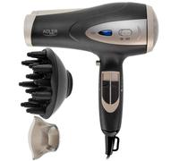 Secador de Pelo Iónico Adler AD 2248GC 2400W 3 Temperaturas 2 Velocidades con Difusor Negro Champán