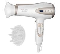 Secador de Pelo Iónico Adler AD 2248WC 2400W 3 Temperaturas 2 Velocidades Difusor Blanco Champán