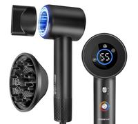 Secador de Pelo iónico con Difusor, Secado Rápido con Pantalla LCD 1600W | 400M Iones & 110.000 RPM | Secado Rápido & Antiencrespamiento | NTC Sin Daños por Calor, para Rizos, 390g & Silencioso 57dB