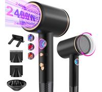 Secador de pelo iónico profesional con motor de CA de 2400 W, difusor de pelo 4 en 1, botón de aire caliente/frío, 3 ajustes de calor, 3 ajustes de velocidad, con nuevo