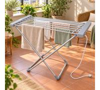 Secador de ropa eléctrico de pie con barras eléctricas templadas para casa | colócalo sobre suelo plano y seco con ventilación; apoyo para secar ropa cuando cambia el tiempo; para la colada diaria
