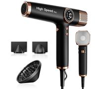Faszin Secador de Pelo Profesional y Ligero con Motor de 110,000 RPM, Secado Rápido, 200 Millones de Iones, Bajo Ruido, Pantalla LED y 3 Boquillas Magnéticas, Ideal para el Hogar y el