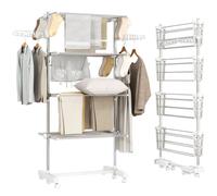 Secador Ropa Extensor Plegable 4 Niveles Alas Laterales Ruedas Int/Ext Acero
