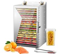 Secadora De Frutas De 12/18 Niveles, Deshidratador De Alimentos De Acero Inoxidable Con Clip Para Alimentos, Tarro Para Frutos Secos, Temperatura Ajustable De 35 A 90 ℃, Temporizador De 12 18 layers