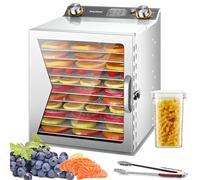 Secadora De Frutas De 12/18 Niveles, Deshidratador De Alimentos De Acero Inoxidable Con Clip Para Alimentos, Tarro Para Frutos Secos, Temperatura Ajustable De 35 A 90 ℃, Temporizador De 12 12 layers