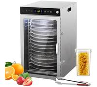 Secadora De Frutas De Acero Inoxidable De 16 Niveles, Deshidratador Rotativo De Alimentos De 800 W Con Clip Para Alimentos, Tarro Para Frutos Secos, Ajuste Del Temporizador De 24 Horas, 30-90 ℃
