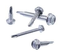 SECCARO 100 tornillos para chapa con cabeza hexagonal y precinto 6,3 x 32 mm, acero inoxidable A2, punta de perforación, ISO 15480/DIN 7504