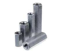SECCARO manguito de rosca M6 x 40 mm, acero inoxidable V2A VA A2, diseño hexagonal, rosca interior continua, 20 piezas
