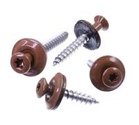 SECCARO Tornillo para chapa 4,5 x 65 mm, RAL 8004 cobre marrón, acero inoxidable A2, arandela de sellado EPDM de 15 mm, TX/muesca redonda interior, 75 piezas