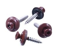 SECCARO Tornillos para chapa 4,5 x 30 mm, RAL 3009 rojo oxidado, acero inoxidable A2, arandela de sellado EPDM de 15 mm, TX/muesca redonda interior, 100 piezas