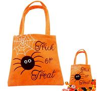 Secchio regalo di Halloween - Borse di tela non tessute di Halloween - Secchio di zucca in feltro riutilizzabile per , borsa regalo, snack, cioccolatini, pastelli, giocattoli, Orange Spider