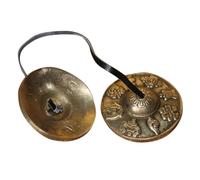 SECFOU 1 Par de Campanas Tingsha de Cobre Puro, Hechas a Mano en Nepal, Platillos de Meditación y Yoga Símbolos Auspiciosos, Instrumento de Percusión Manual para Música y Relajación