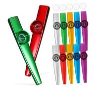 SECFOU 12 Piezas Kazoos Metálicos con Membranas para Adultos y Principiantes Instrumentos Compactos y Ligeros para Práctica y Actuación