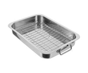 SECFOU 1juego Bandeja para Horno Rectangular con Rejilla Acero Inoxidable para Hornos de Sobremesa Cocina Fácil de Limpiar para Repostería y Barbacoa